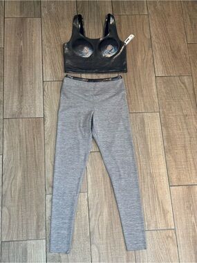 VS PINK Gray Women's Leggings and matching sports bra. Sold as a set.